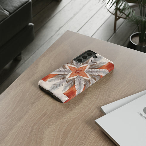 Silver Feather Compass - Impact Resistant Phone Case